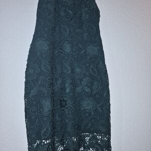 Vera Wang Hunter Green Lace-Detail Dress
